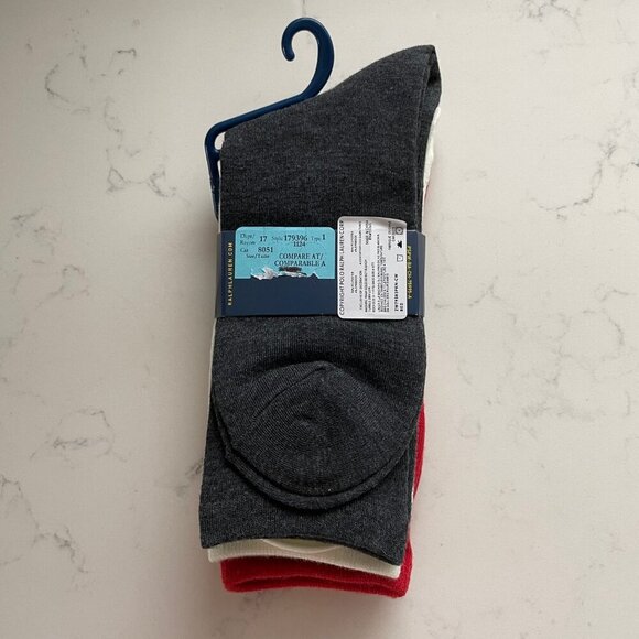 Polo Ralph Lauren 3 Pairs Poly Blend Crew Socks Assorted Sz OS NWT - Picture 2 of 6